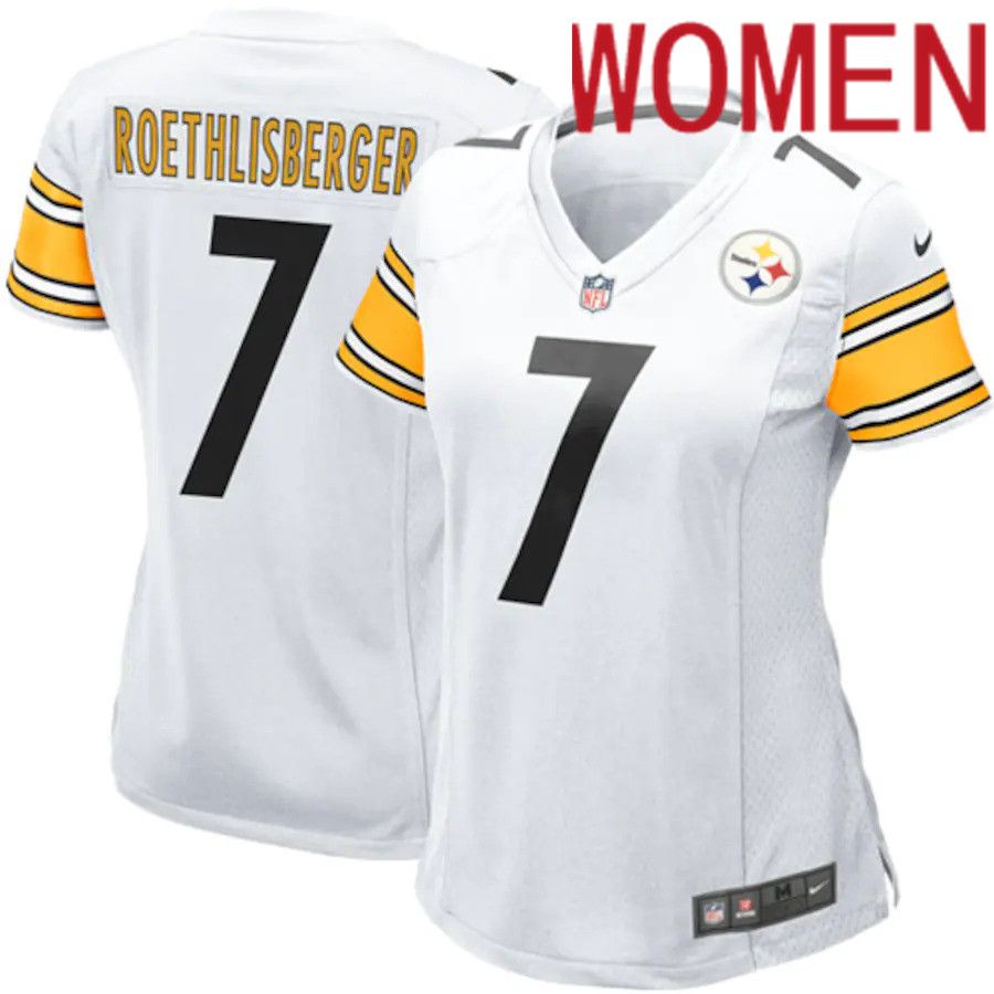 Women Pittsburgh Steelers #7 Ben Roethlisberger Nike White Game NFL Jersey